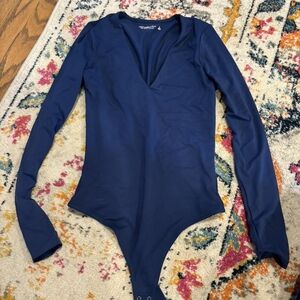 Navy blue long sleeve bodysuit